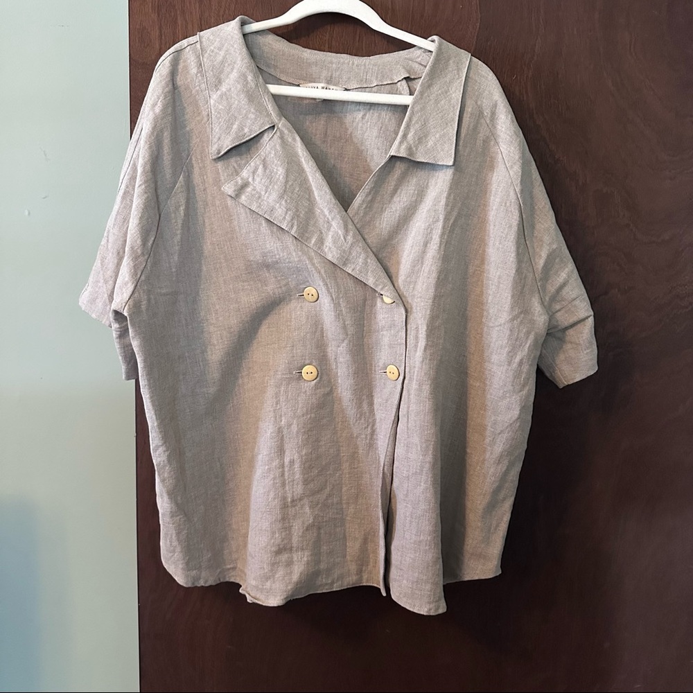 Aliya Wanek Oatmeal Agnes Shirt, Size 3x.